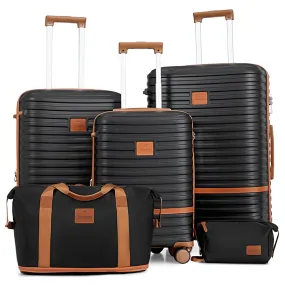 5 Pieces Set Stripes Luggage Set Hard Shell Lightweight Luggage TR008