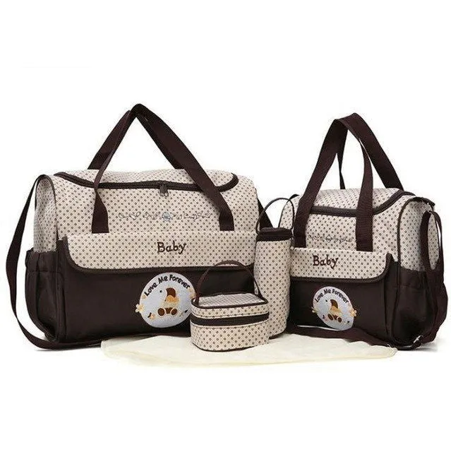 5pcs All in One Baby Nursing Tote Diaper Bags