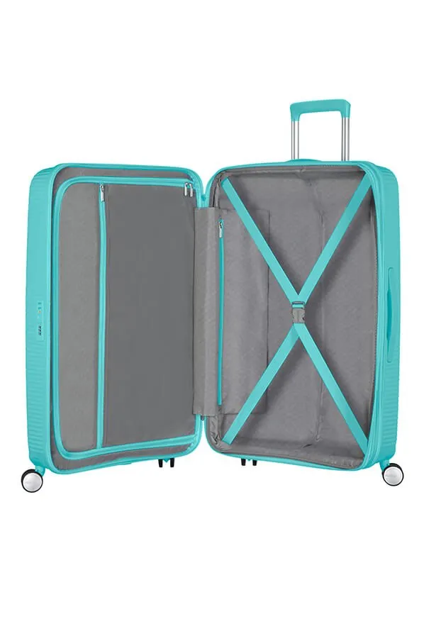 American Tourister Soundbox 77cm Large Spinner - Expandable | PoolSide Blue