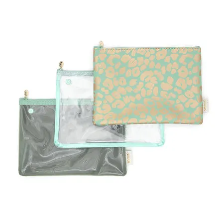 'Amy' 3 in 1 Large Makeup Wallet in Leopard Jade