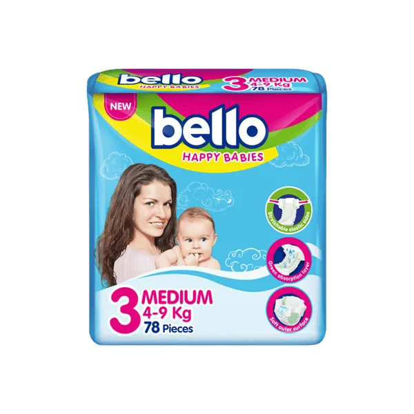 BELLO BABY DIAPER MEDIUM 3 78PCS