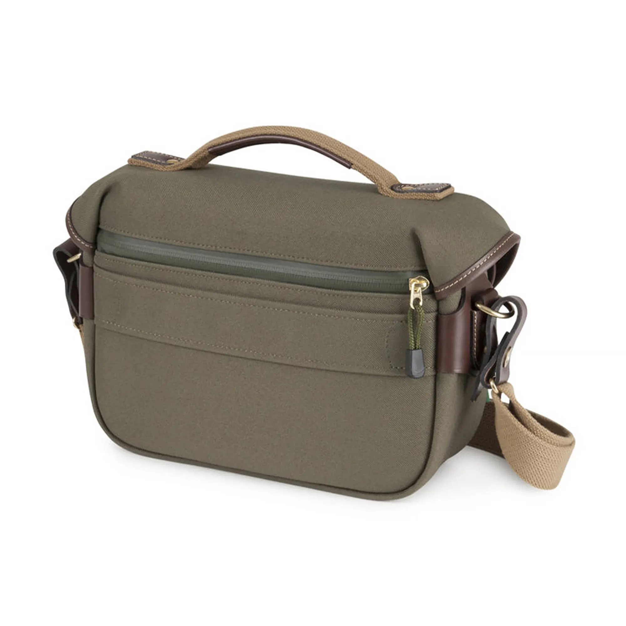 Billingham Hadley Small Pro Shoulder Bag, 3.5L - Sage FibreNyte / Black Leather (Olive Lining)