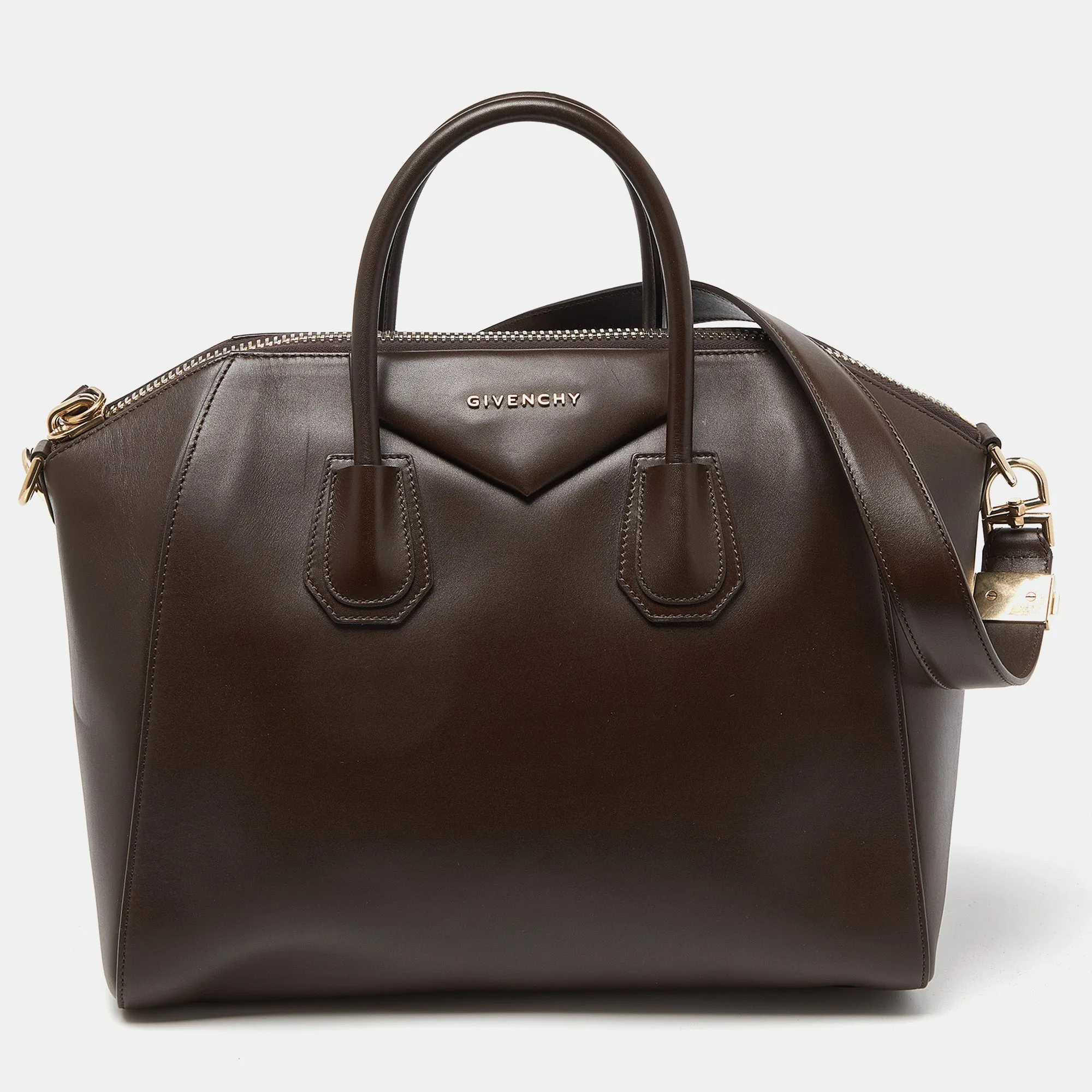 Brown Leather Medium Antigona Satchel