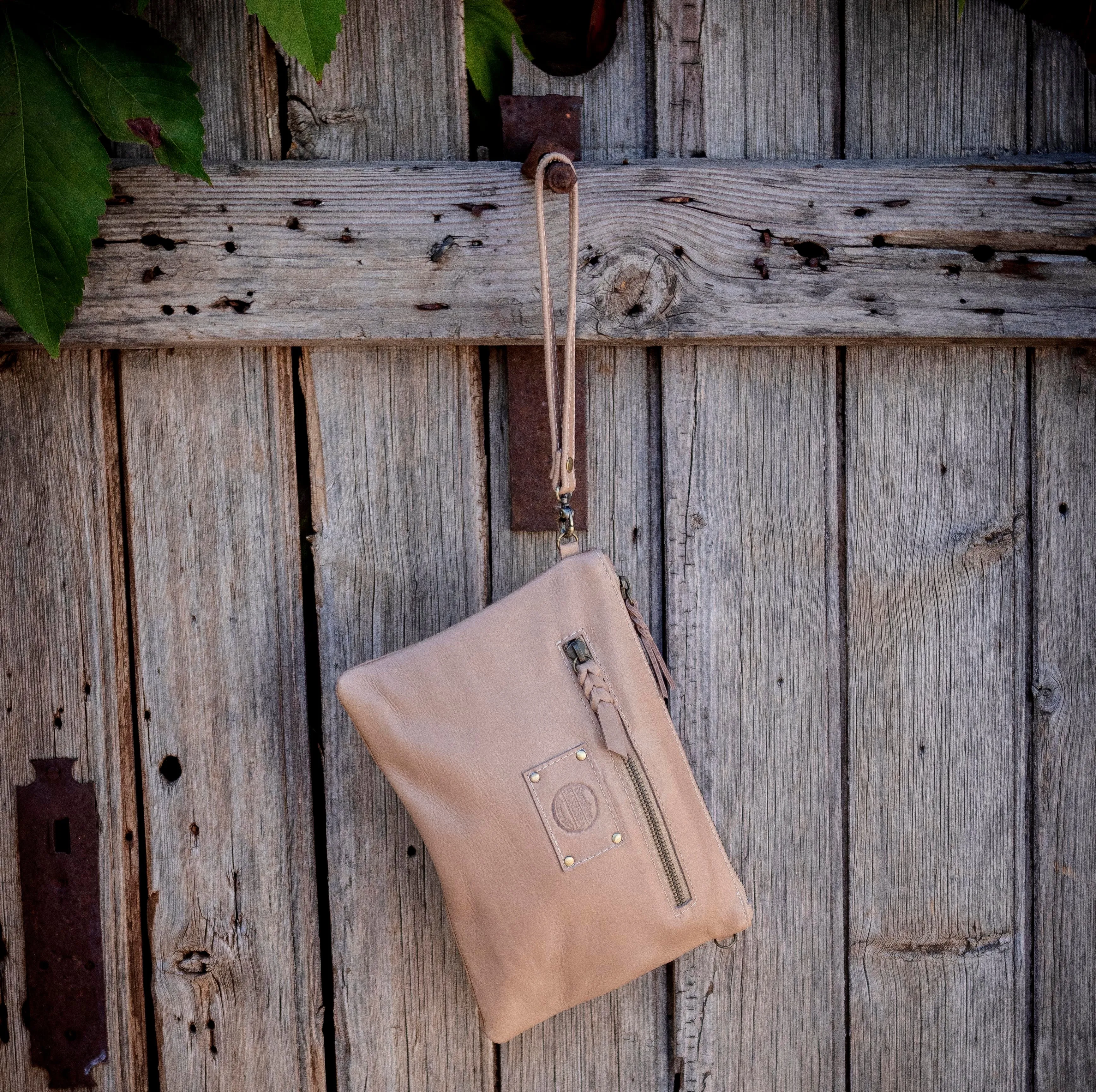 Carved Leather Butterfly Boho Clutch