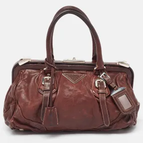 Dark Brown Leather Frame Satchel