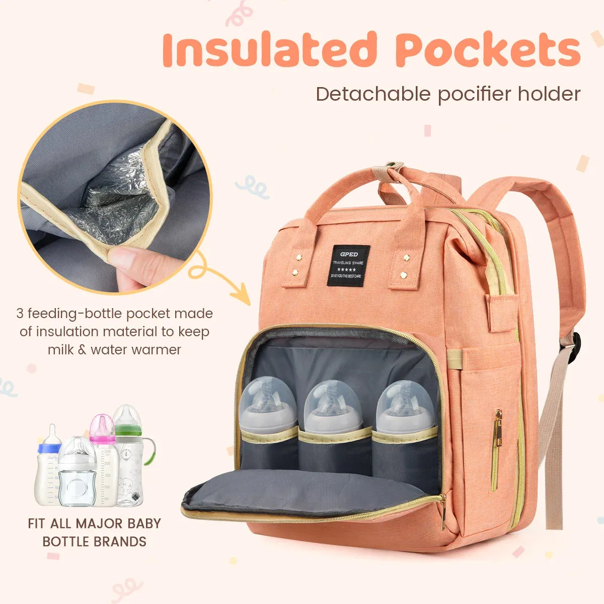 Diaper Bag Backpack, Multifunctional Baby Diaper Bags with Changing Station & Foldable Crib, Large Baby Bag