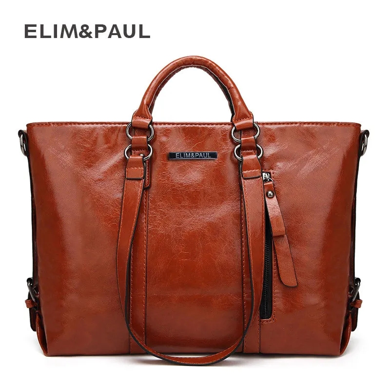 ELIM&PAUL Messenger bag women's Large Tote Women Leather Handbags Business Shoulder Bags PU Top-Handle Bags Female bolsos mujer