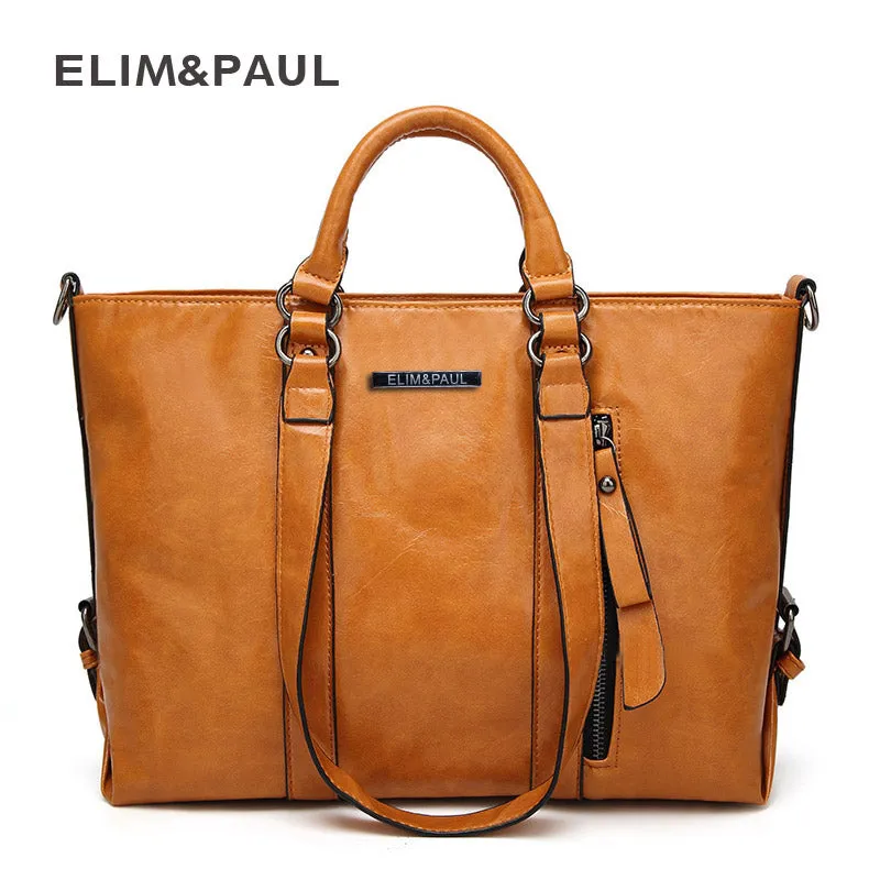 ELIM&PAUL Messenger bag women's Large Tote Women Leather Handbags Business Shoulder Bags PU Top-Handle Bags Female bolsos mujer