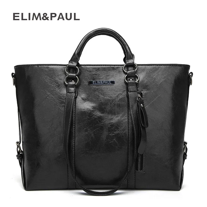 ELIM&PAUL Messenger bag women's Large Tote Women Leather Handbags Business Shoulder Bags PU Top-Handle Bags Female bolsos mujer