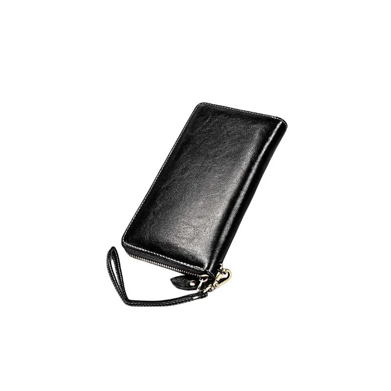 Genuine Leather Long Zipper Wallet