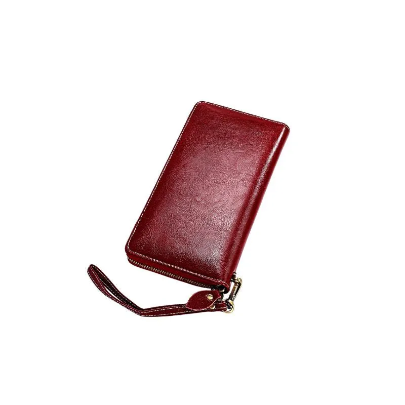 Genuine Leather Long Zipper Wallet