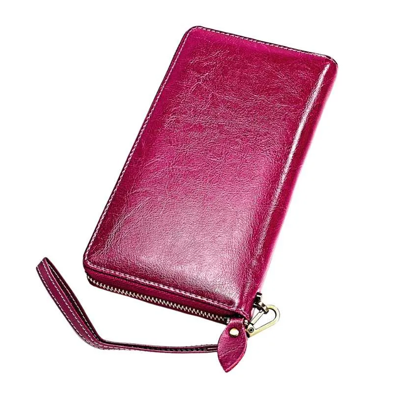 Genuine Leather Long Zipper Wallet