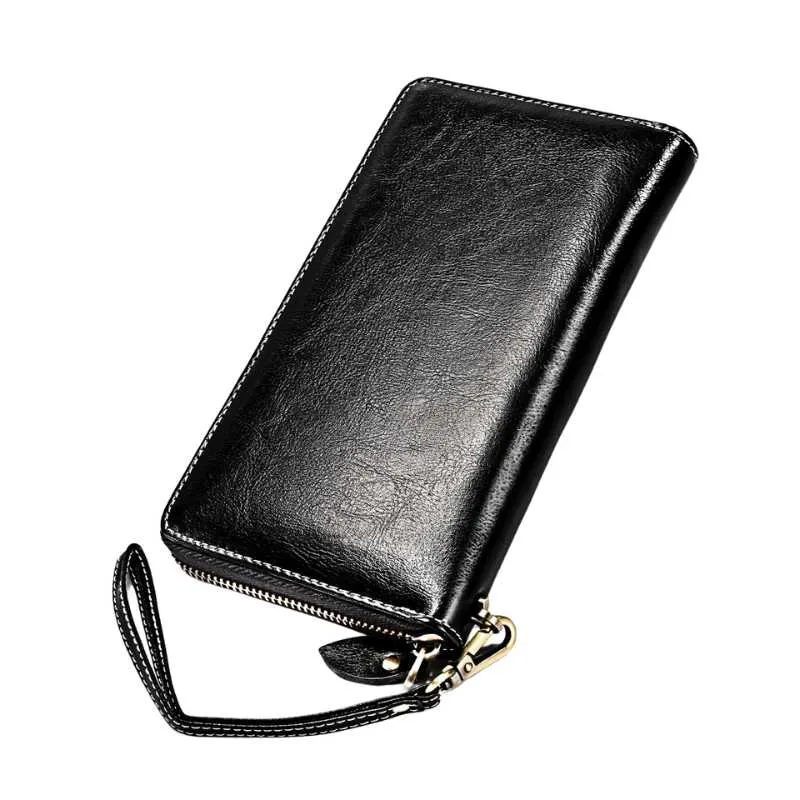 Genuine Leather Long Zipper Wallet