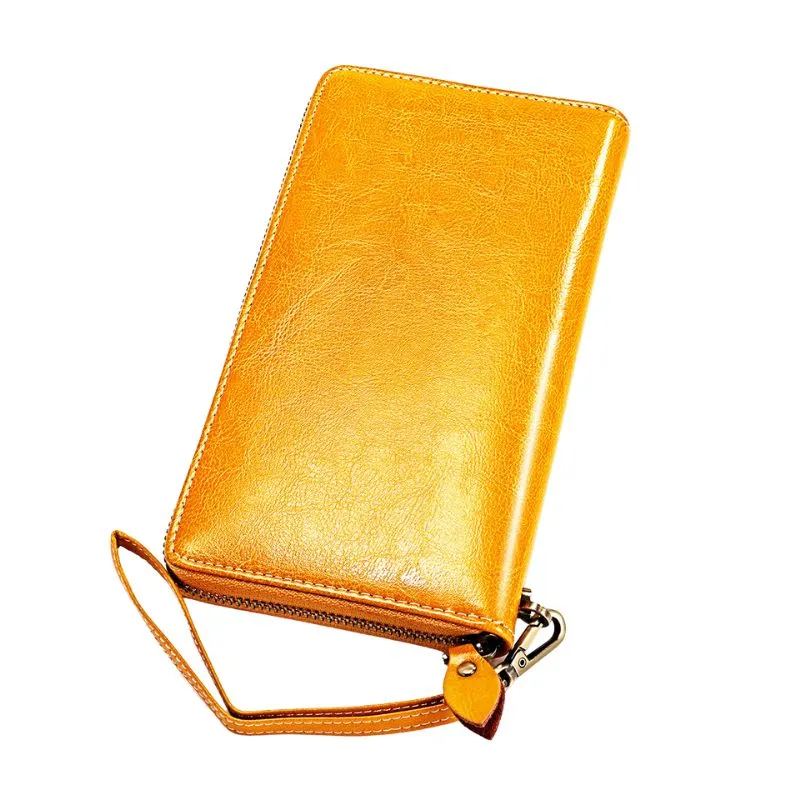 Genuine Leather Long Zipper Wallet