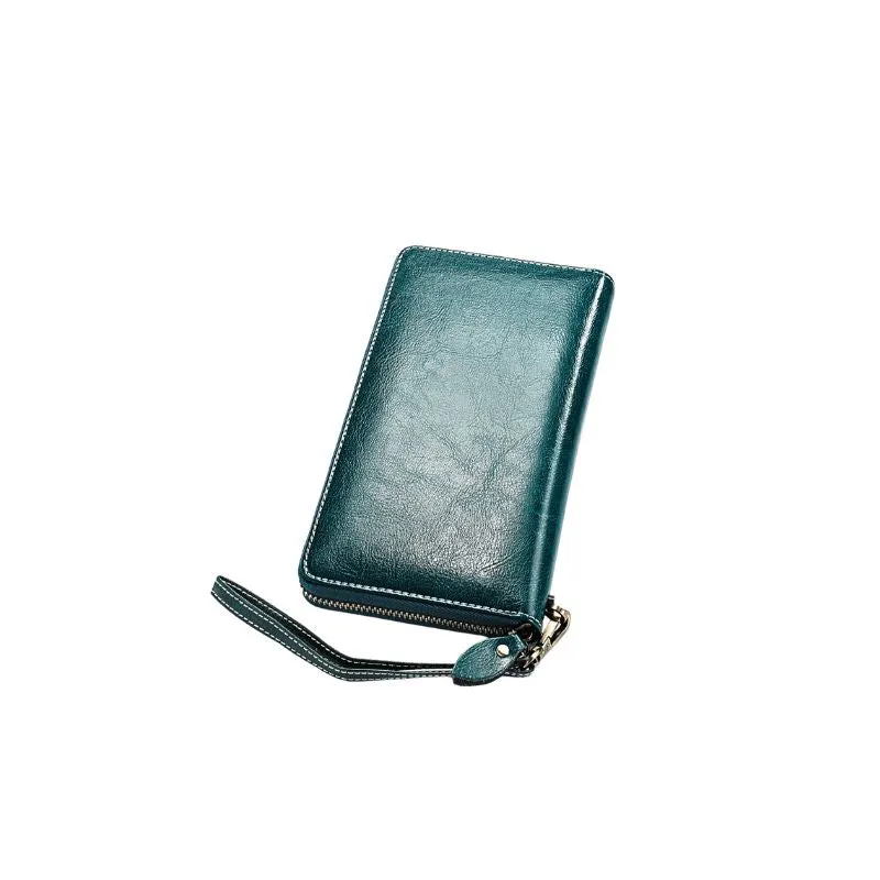 Genuine Leather Long Zipper Wallet