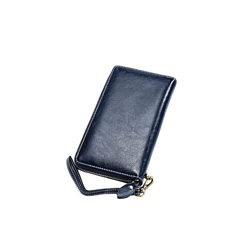 Genuine Leather Long Zipper Wallet