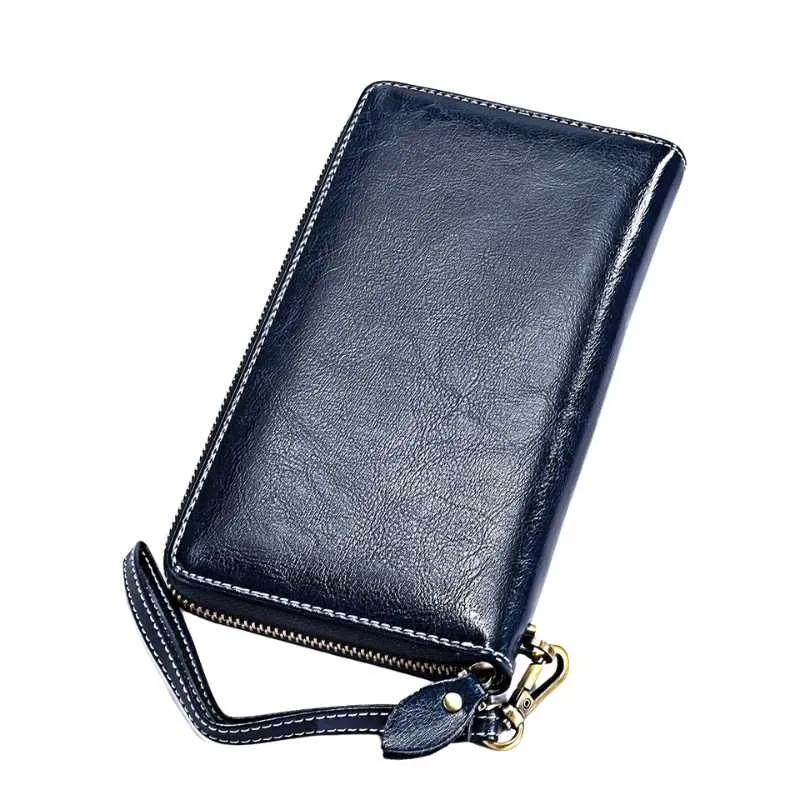 Genuine Leather Long Zipper Wallet