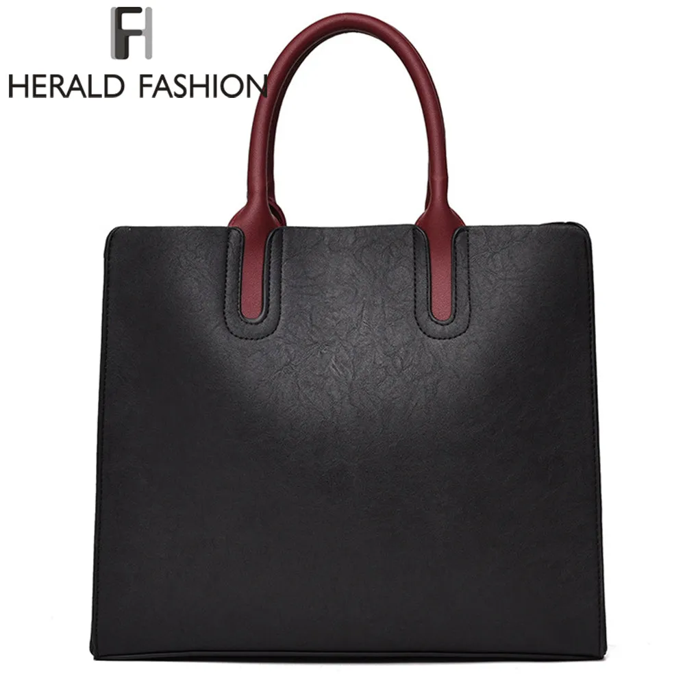 Herald Fashion PU Leather Women's Handbags PU Leather Female Handbags Designer Casual Tote Luxury Solid Lady's Crossbody Bags