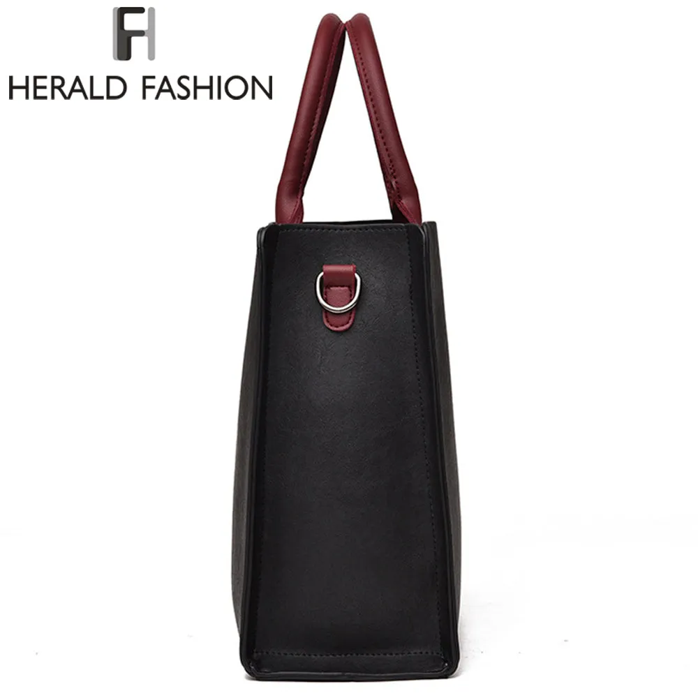 Herald Fashion PU Leather Women's Handbags PU Leather Female Handbags Designer Casual Tote Luxury Solid Lady's Crossbody Bags