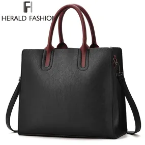 Herald Fashion PU Leather Women's Handbags PU Leather Female Handbags Designer Casual Tote Luxury Solid Lady's Crossbody Bags