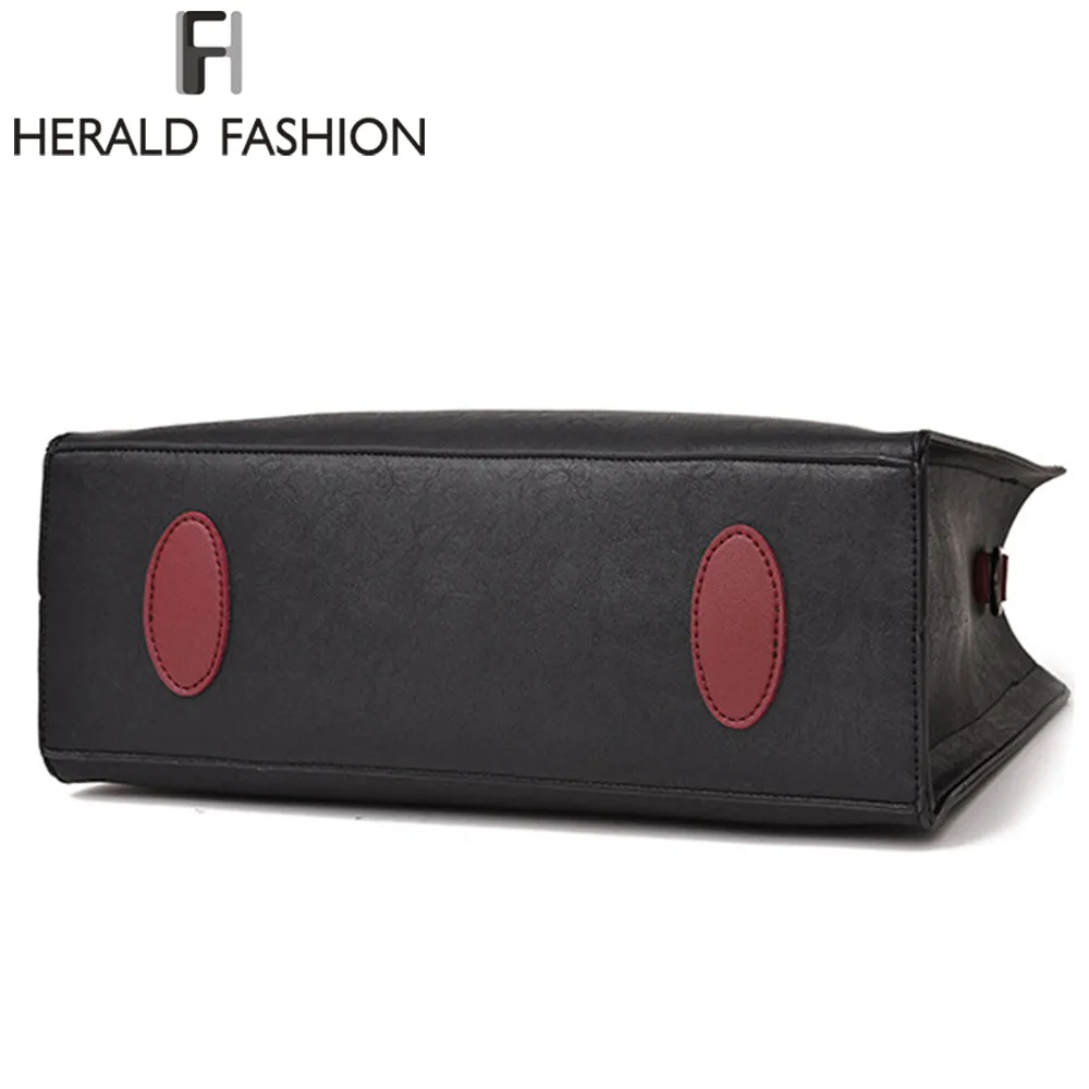 Herald Fashion PU Leather Women's Handbags PU Leather Female Handbags Designer Casual Tote Luxury Solid Lady's Crossbody Bags