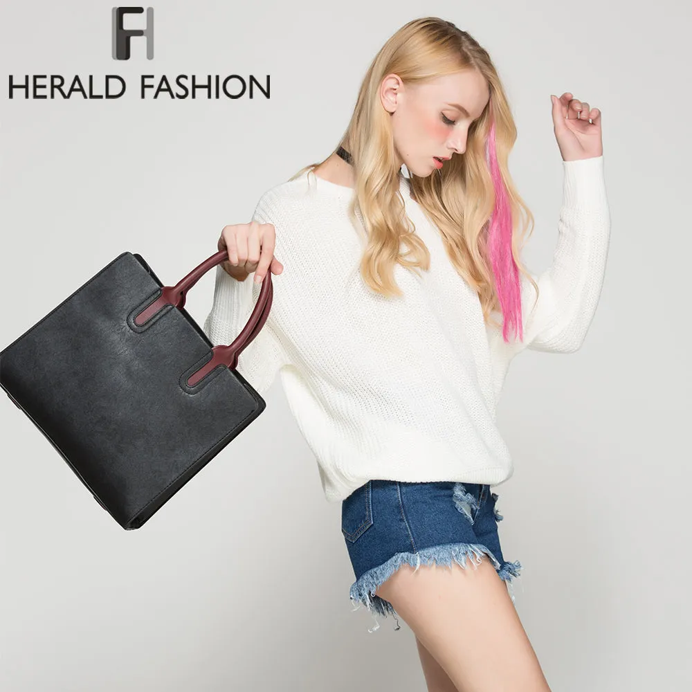 Herald Fashion PU Leather Women's Handbags PU Leather Female Handbags Designer Casual Tote Luxury Solid Lady's Crossbody Bags