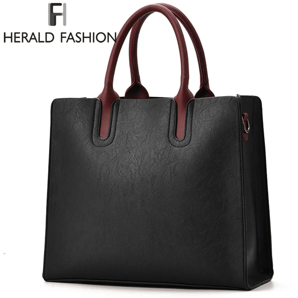 Herald Fashion PU Leather Women's Handbags PU Leather Female Handbags Designer Casual Tote Luxury Solid Lady's Crossbody Bags