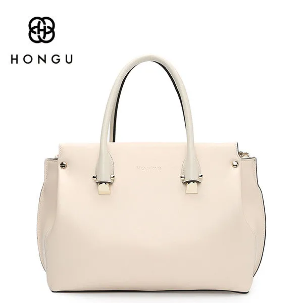 HONGU Women HandBags Totes Fashion Macaron Saffiano Bags Genuine Cow Leather Handbag bolsa Lady Female Handbag Zipper Hand Bag