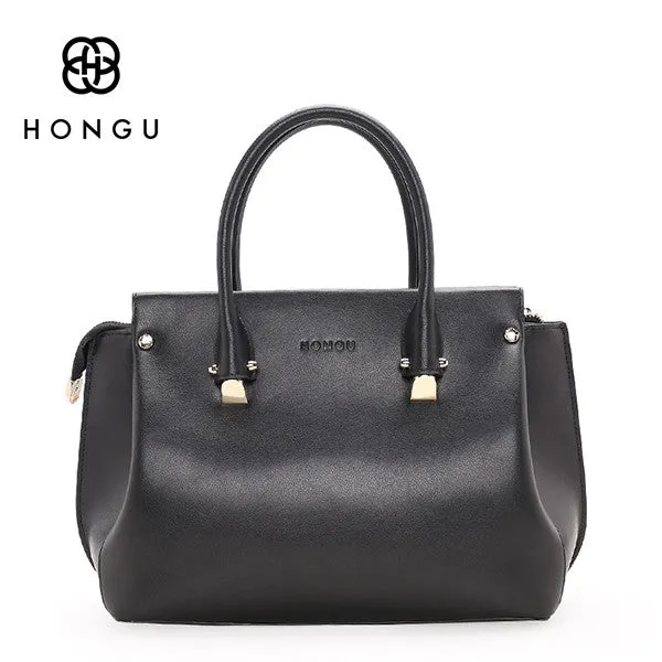 HONGU Women HandBags Totes Fashion Macaron Saffiano Bags Genuine Cow Leather Handbag bolsa Lady Female Handbag Zipper Hand Bag