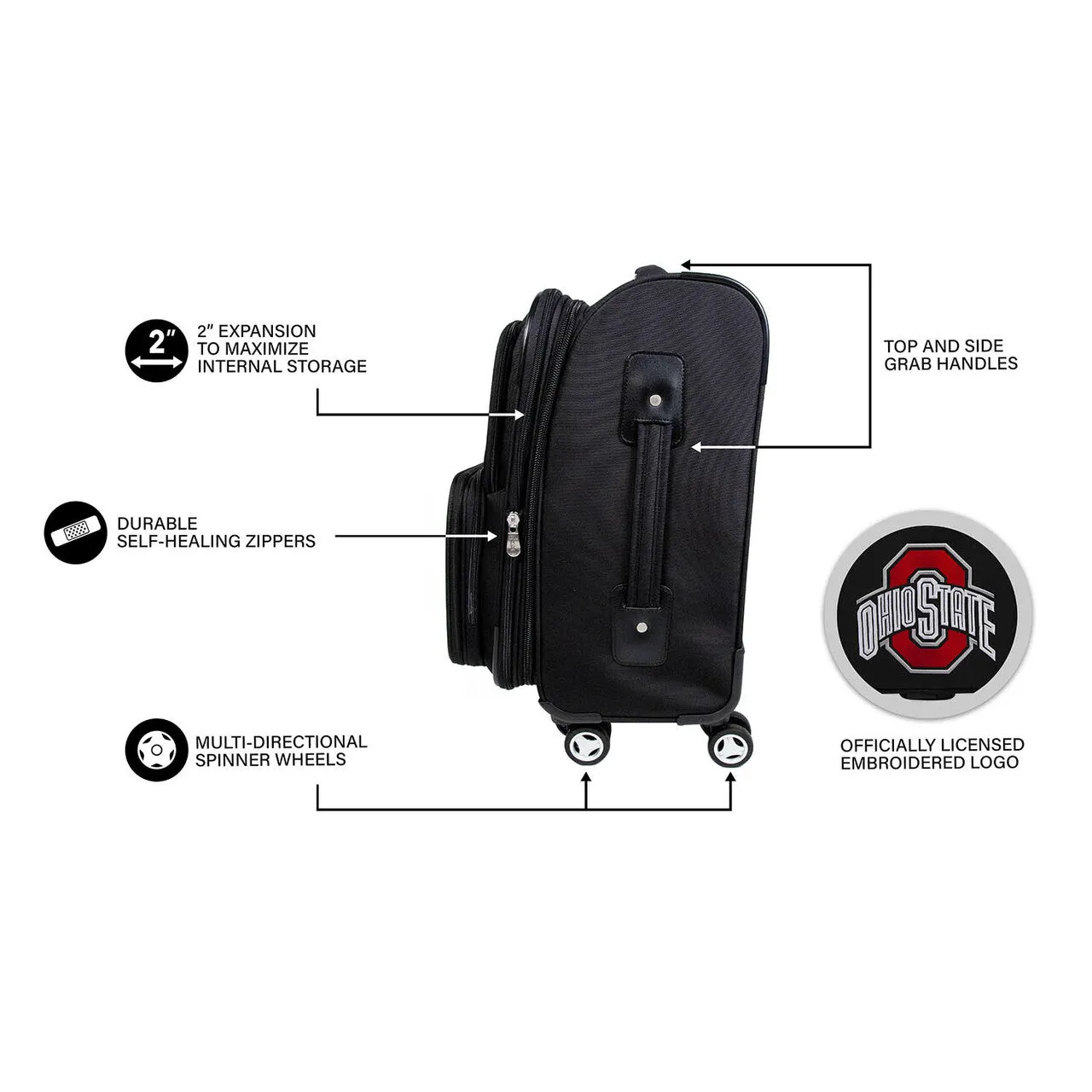 Huskies Luggage | Northeastern Huskies 21" Carry-on Spinner Luggage