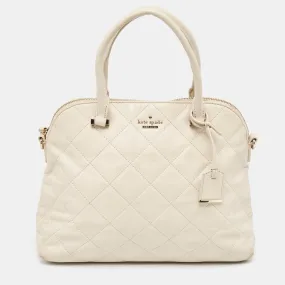 Ivory Quilted Leather Patternson Satchel