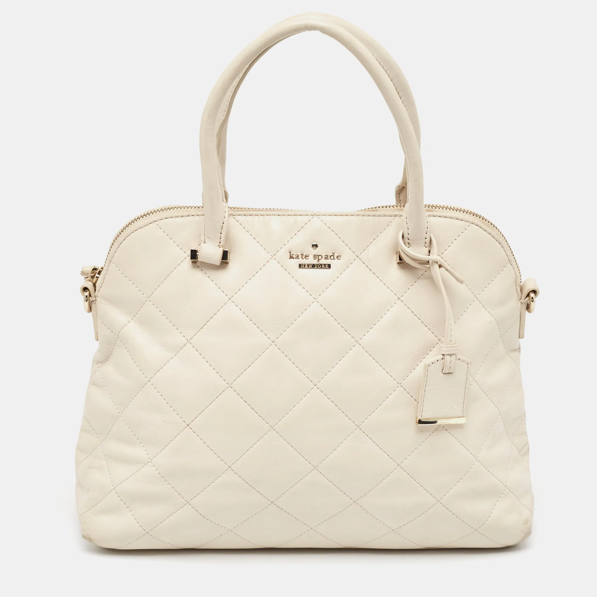 Ivory Quilted Leather Patternson Satchel