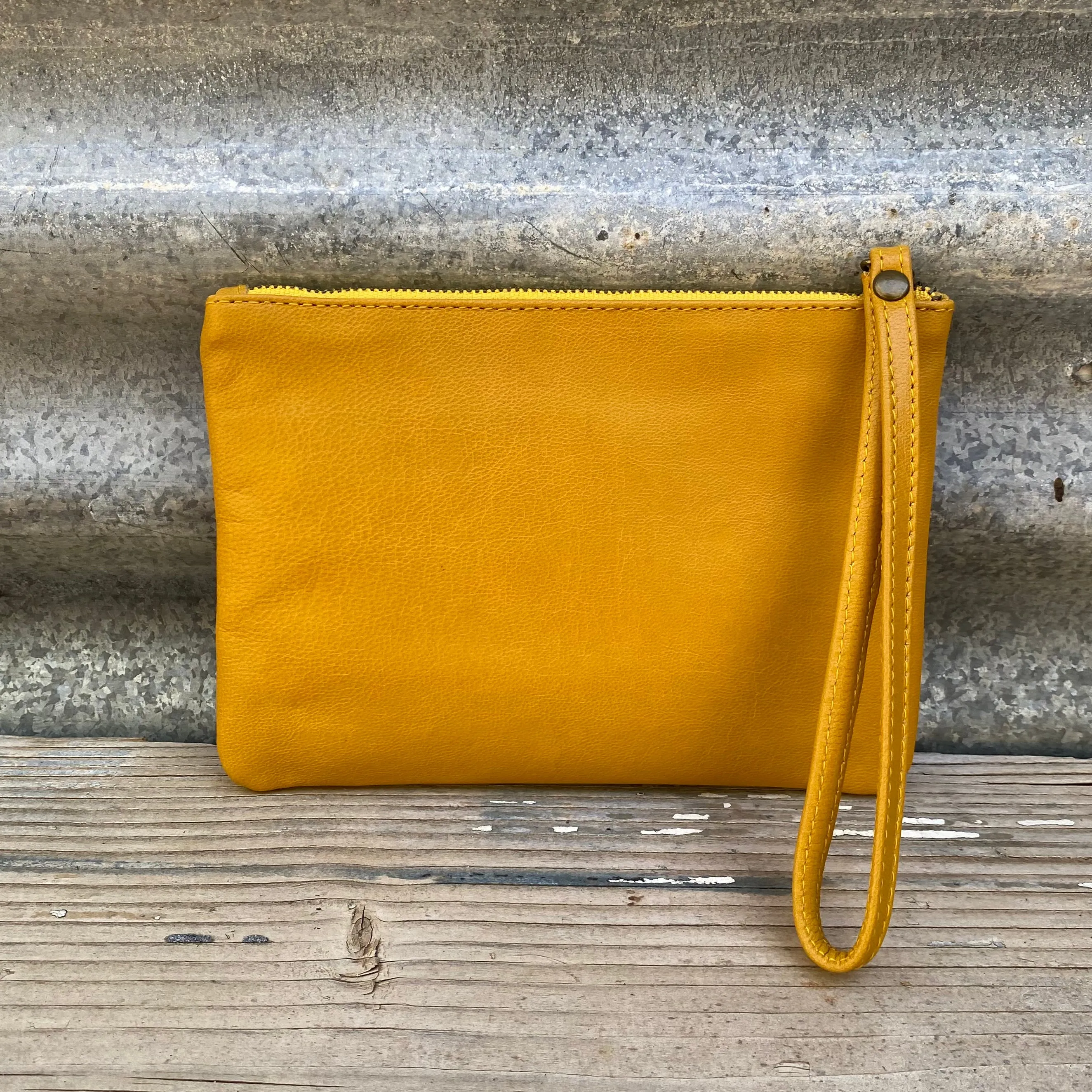 Leather Phone Clutch With Wrist Strap