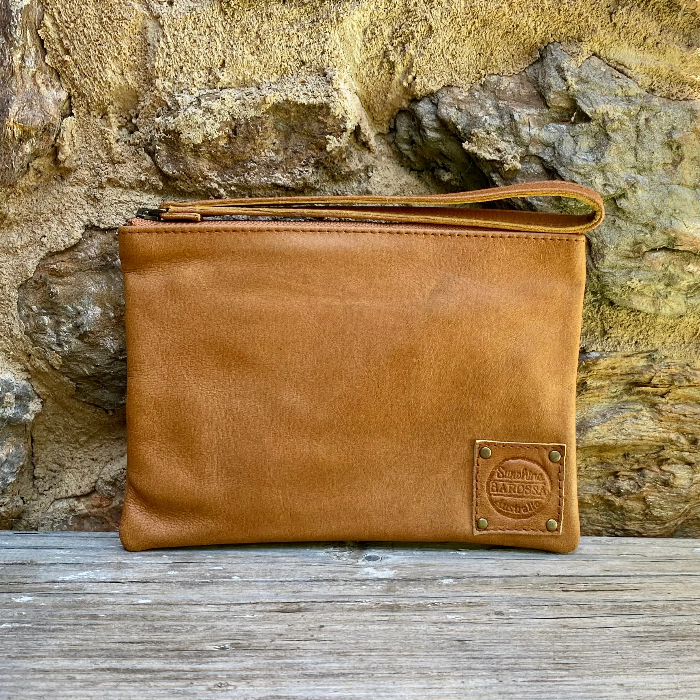 Leather Phone Clutch With Wrist Strap