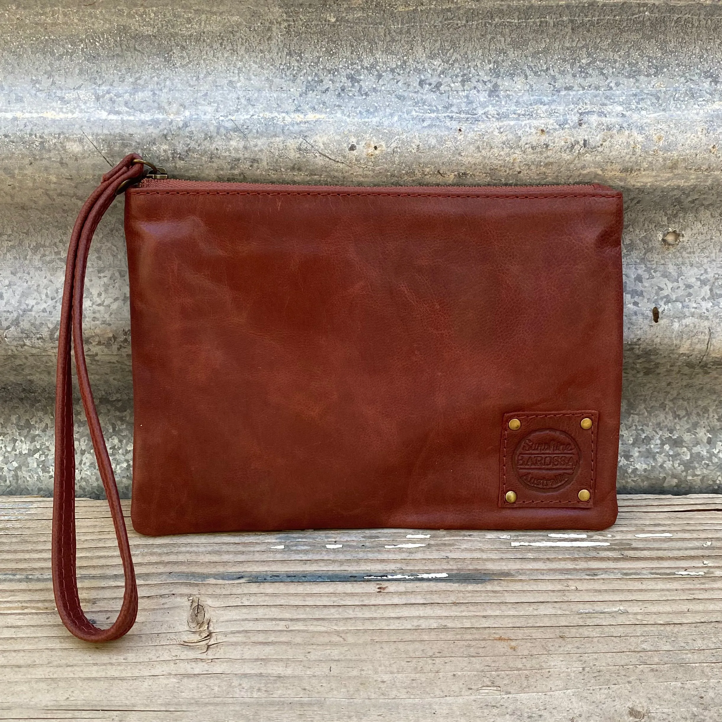 Leather Phone Clutch With Wrist Strap