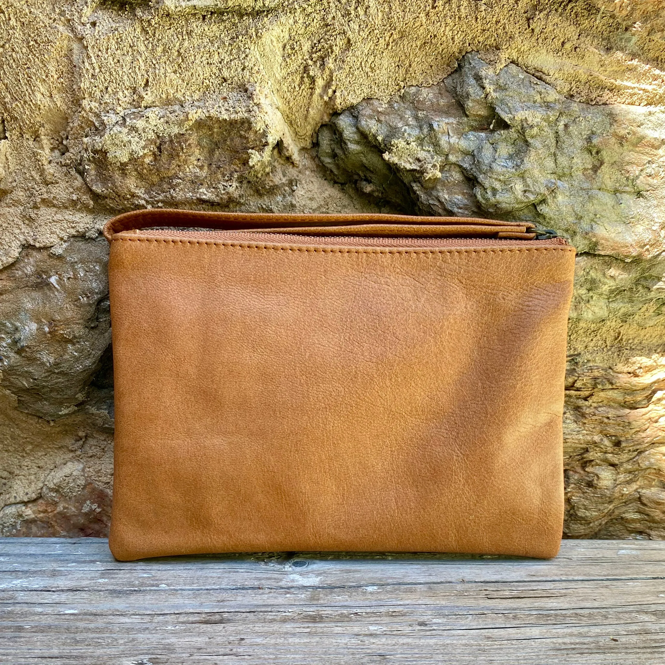 Leather Phone Clutch With Wrist Strap