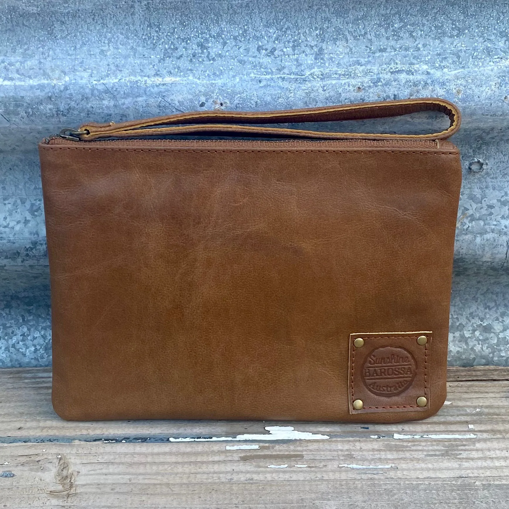 Leather Phone Clutch With Wrist Strap