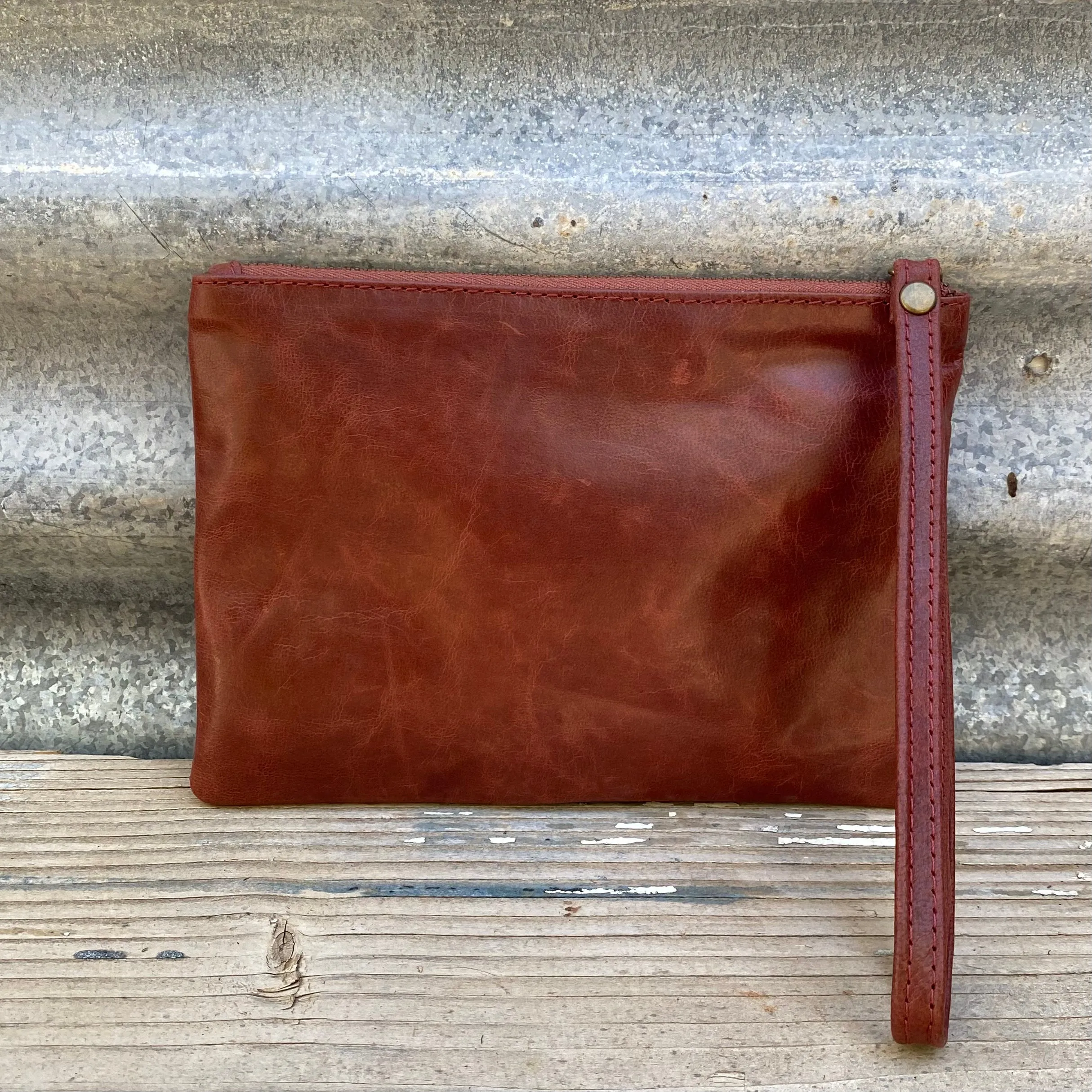 Leather Phone Clutch With Wrist Strap