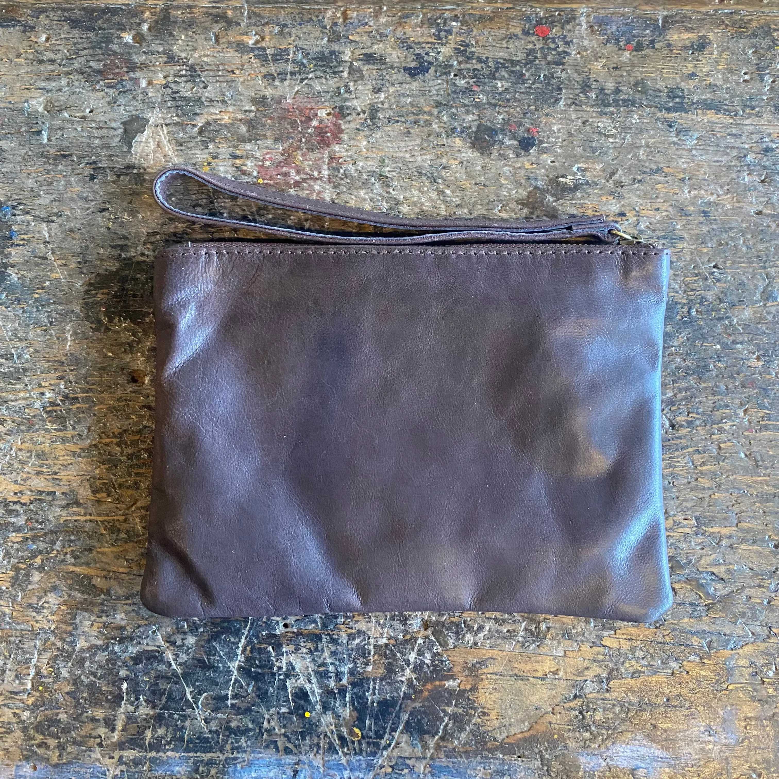 Leather Phone Clutch With Wrist Strap