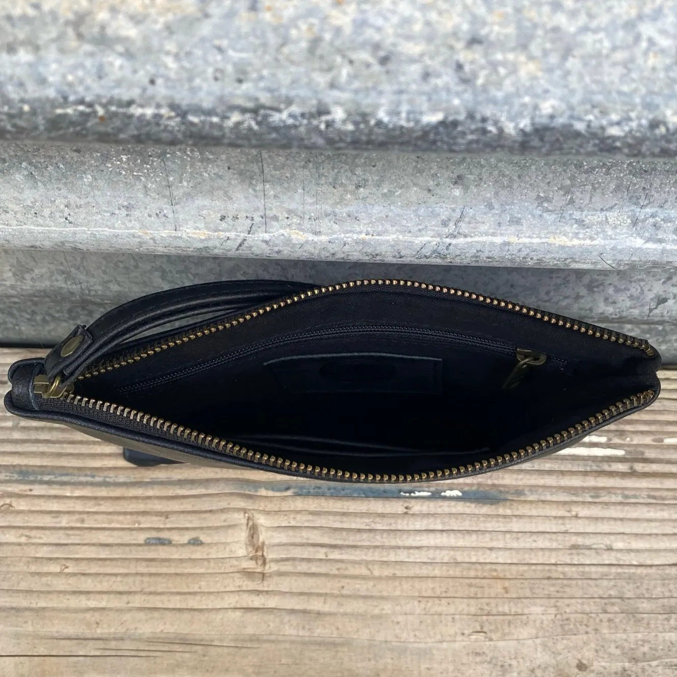 Leather Phone Clutch With Wrist Strap