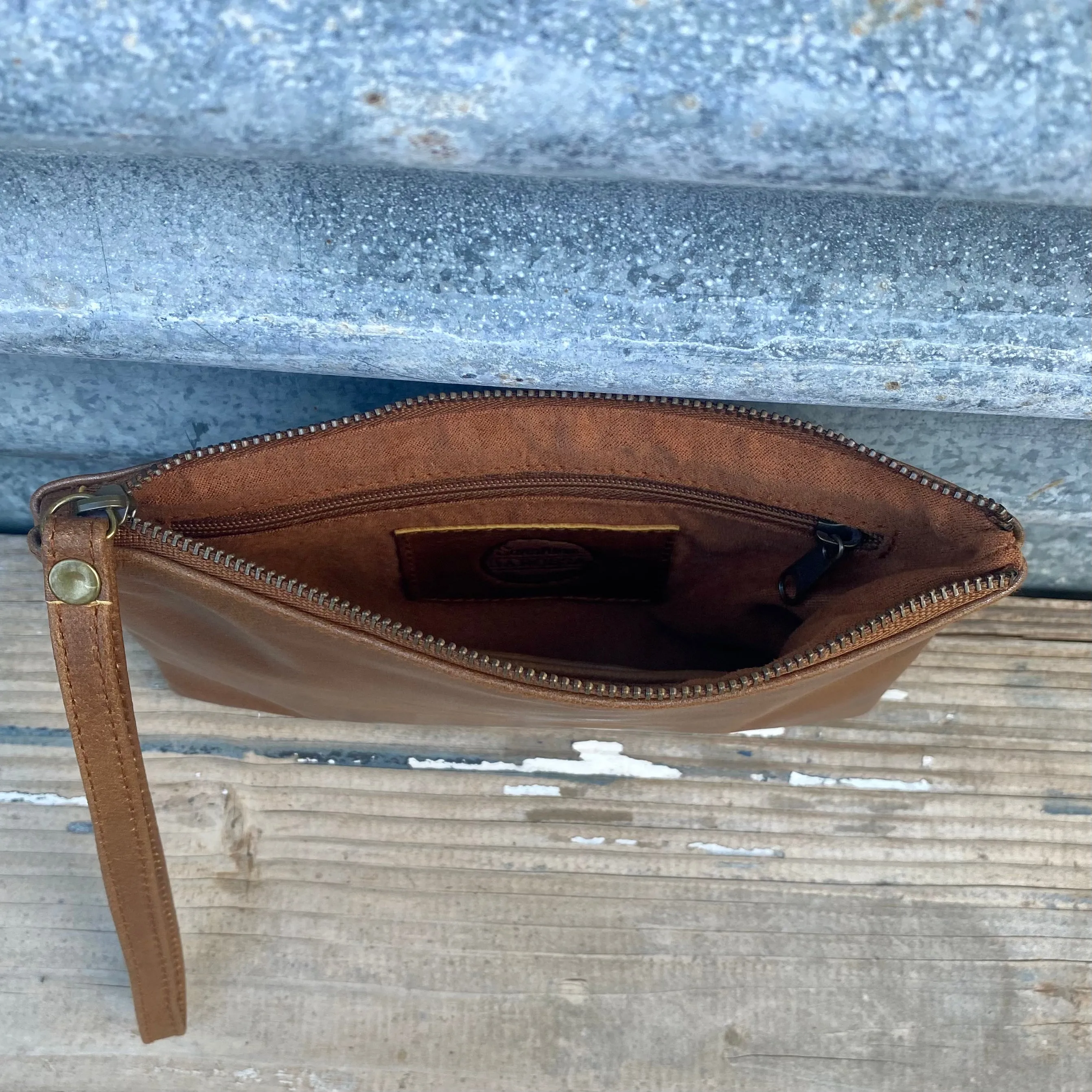 Leather Phone Clutch With Wrist Strap