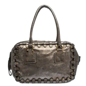 Metallic Leather Studded Satchel