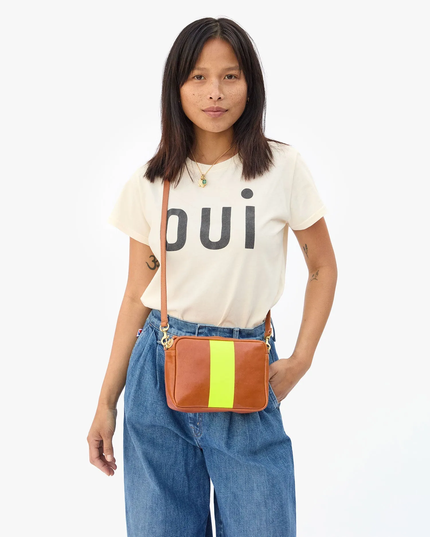 Midi Sac ~ Tan w/ Neon Stripe