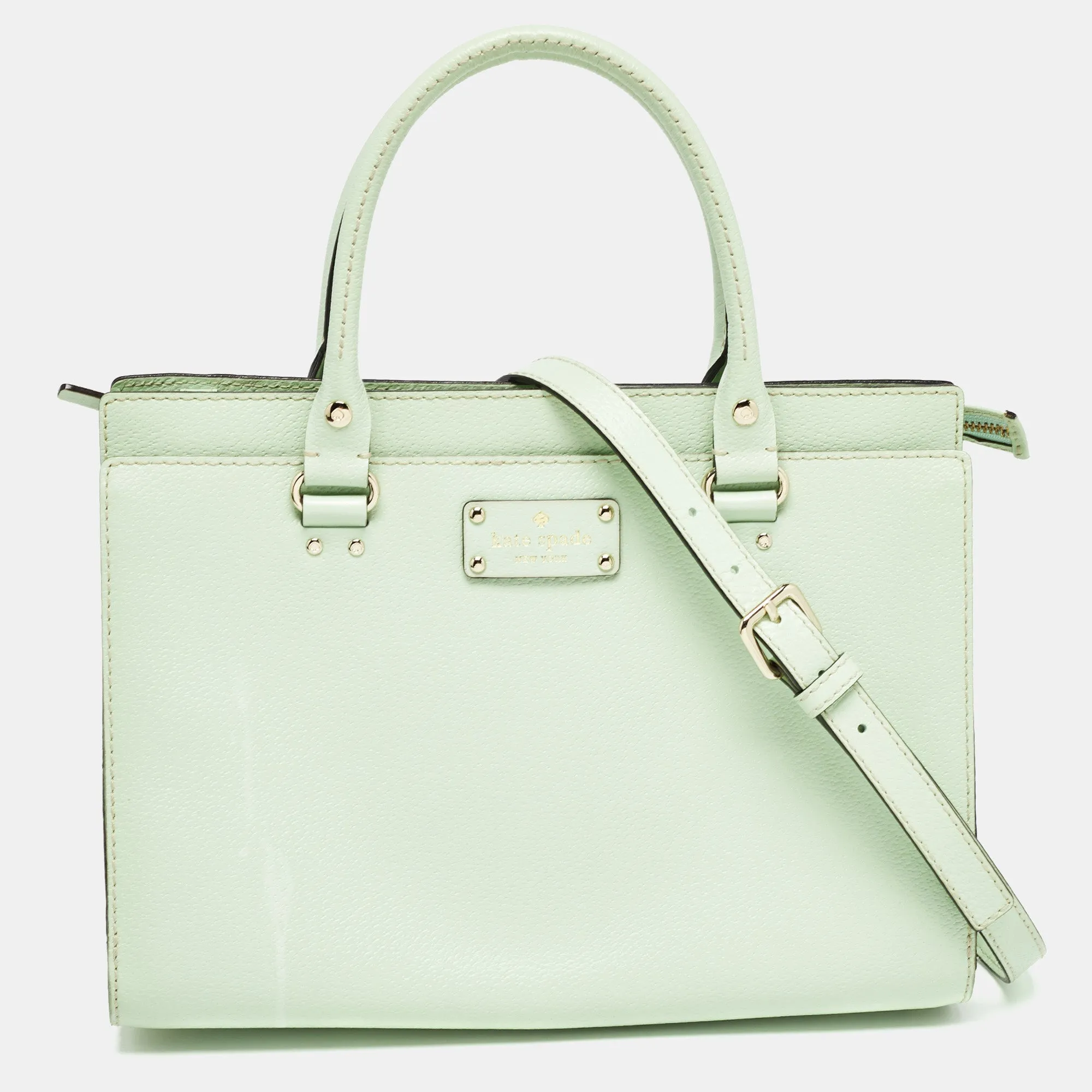 Mint Mojito Leather Wellesley Satchel