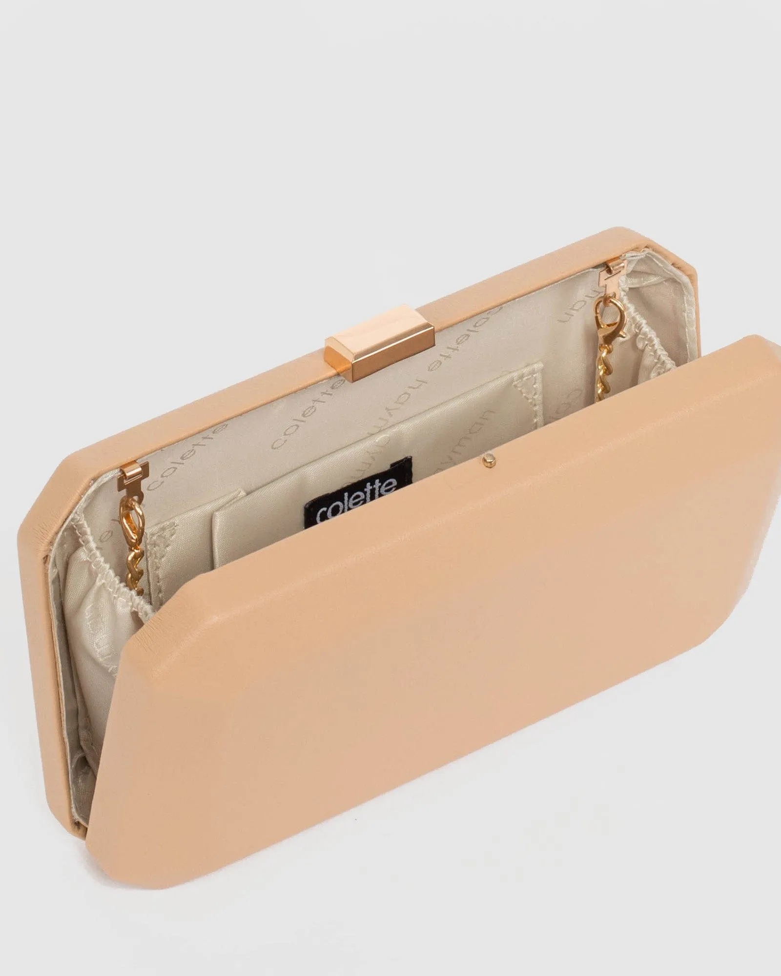 Natural Bonita Hardcase Clutch Bag