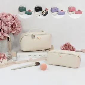 Personalised Flat Lay Make Up Bag with Initials & Heart