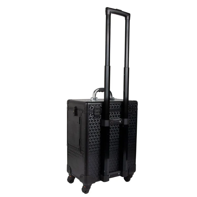 Professional Aluminum Rolling Makeup Case -Y187Black