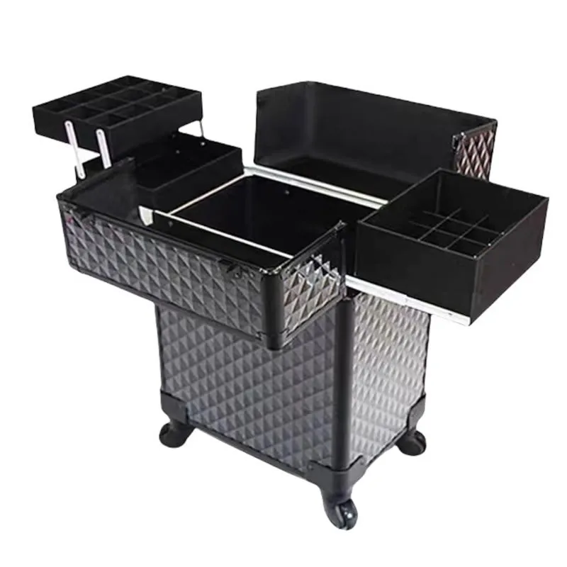 Professional Aluminum Rolling Makeup Case -Y187Black