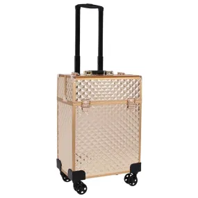 Professional Aluminum Rolling Makeup Case -Y187Rose Gold