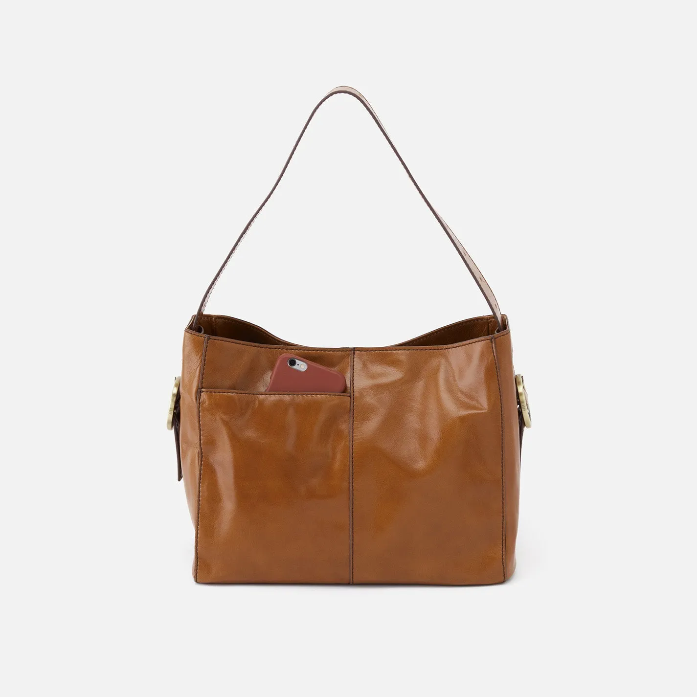 Render Shoulder Bag In Polished Leather - Truffle